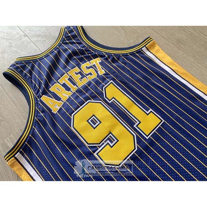 Camiseta Indiana Pacers Ron Artest NO 91 Mitchell & Ness 2003-04 Azul